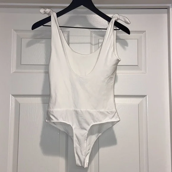 Lulus Pretty Pleased White Tie-Strap Bodysuit - Picture 7 of 7